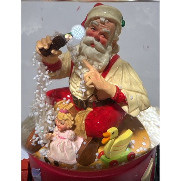 Vintage 1971 Coke Cola Santa Claus Snow Globe Musical With Working Train Xmas - Picture 8 of 12
